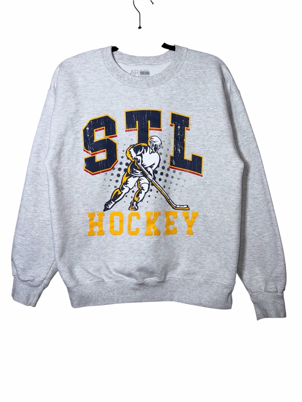 Arch Apparel STL St.Louis Blues Hockey Crewneck Sweatshirt Grey Size Small